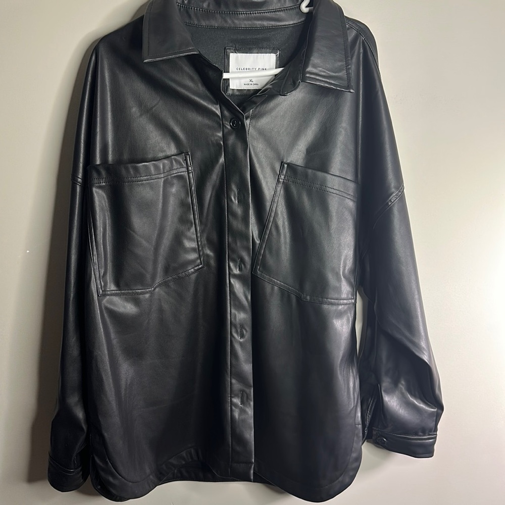 Leather button down shirt